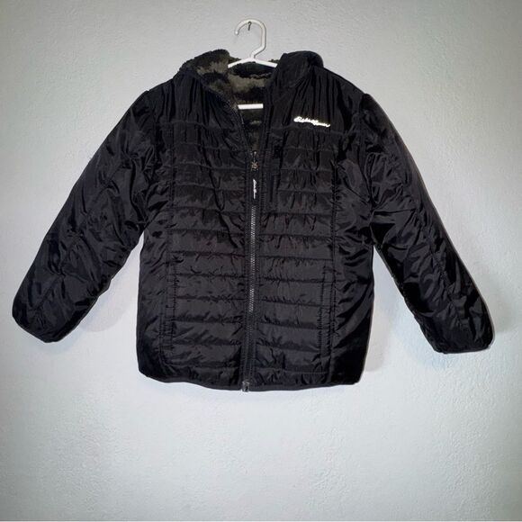 Kids Eddie Bauer Reversible Black & Camo Puffer Jacket - Picture 2 of 12